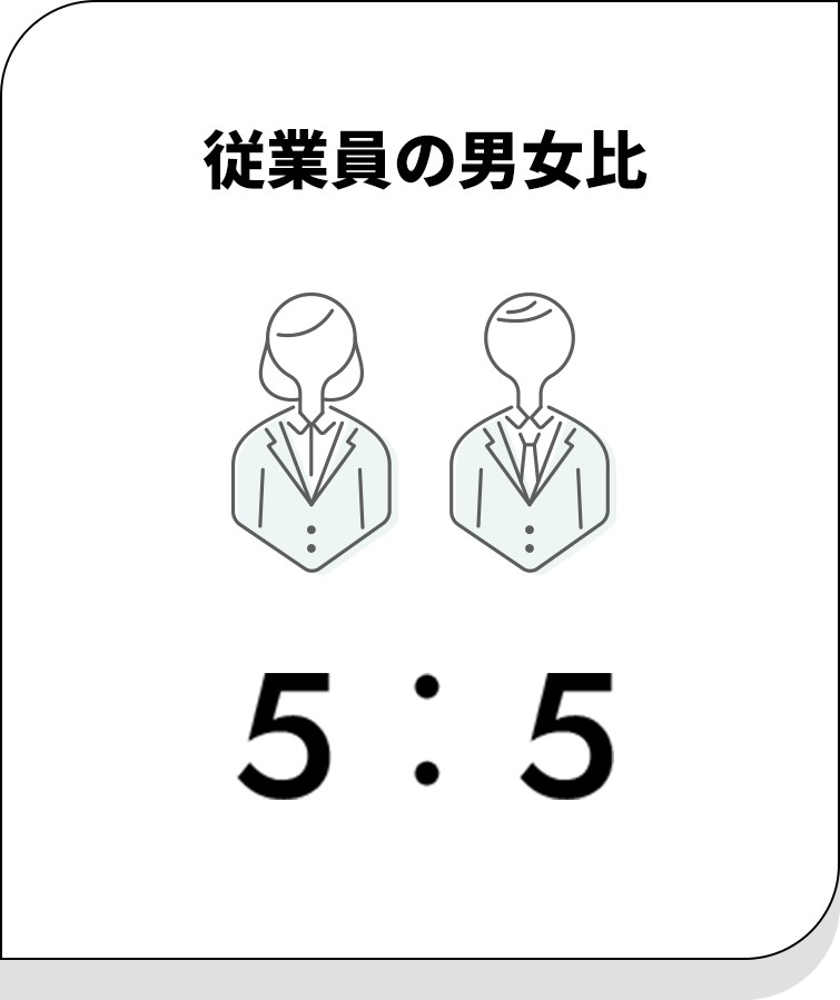 従業員の男女比：5対5